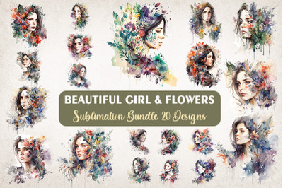 Beautiful Girl &amp; Flowers Bundle