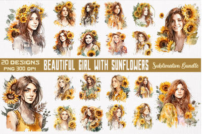 Beautiful Girl &amp; Sunflowers Bundle