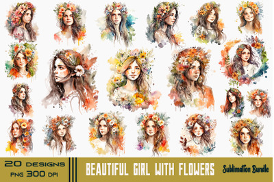 Pretty Girl With Flowers Bundle