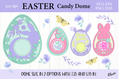 Happy Easter Candy Dome Bundle. Easter Egg Holder SVG.