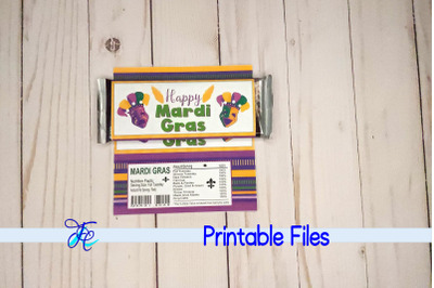 Mardi Gras Masks Candy Bar Wrapper