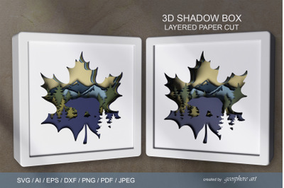 3D maple leaf Layered papercut SVG paper cut Shadow box