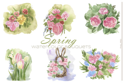 Spring watercolor bouquets