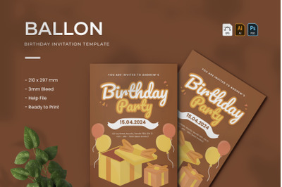 Ballon - Birthday Invitation