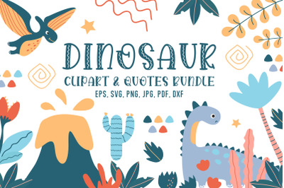 Dinosaur SVG Bundle, Dinosaur Clipart and Quotes Bundle