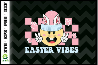 Easter Vibes Smiley Face Retro Easter