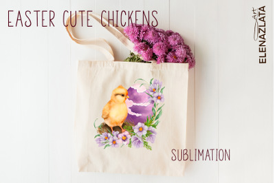 Easter chick illustration Sublimation design&2C; Cute Chickens