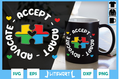 Advocate Accept Adopt Autism Puzzle