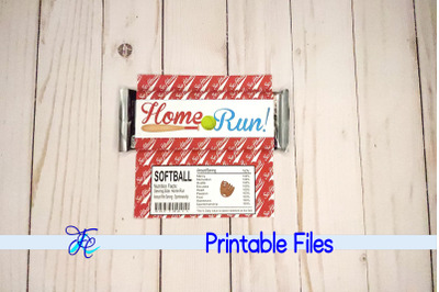 Softball Home Run Candy Bar Wrapper