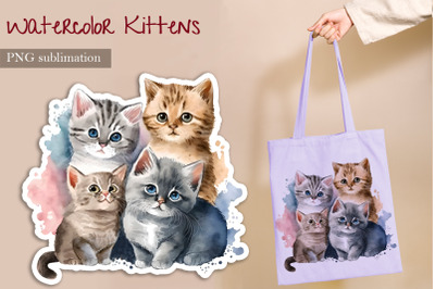 Cute Kittens, Sublimation Watercolor Design