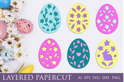Easter egg svg, 3d Layered papercut decorations