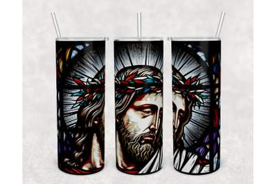 Stained Glass Jesus Christ Tumbler Wrap, Jesus Christ Crown of Thorns