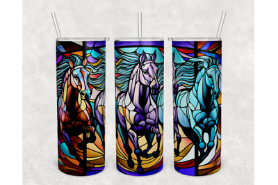 Stained Glass Horses Tumbler Wrap, Horse Tumbler Sublimation Design