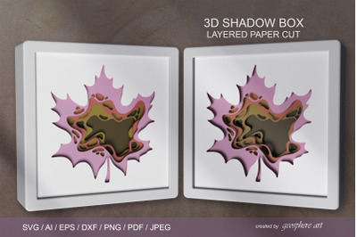 3D maple leaf Layered papercut SVG laser cut, Shadow box