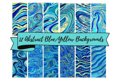 12 Abstract Blue and Yellow Background Sheets