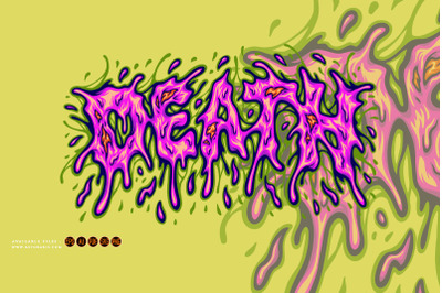 Death melting font hand lettering text illustrations