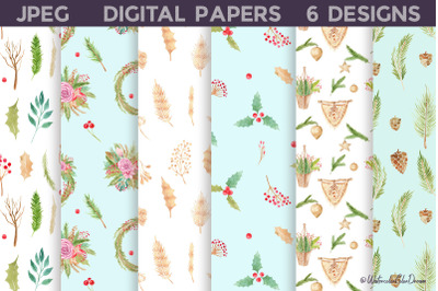 Christmas Floral Digital Papers