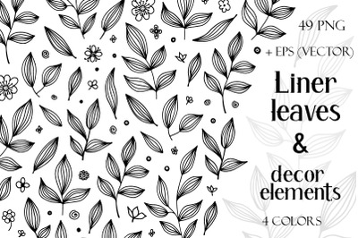 Hand drawn leaves and dcor elements