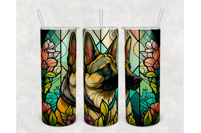 Stained Glass German Shepherd Tumbler Wrap, German Shepherd PNG