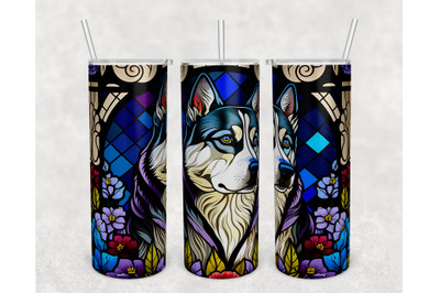 Stained Glass Husky Tumbler Wrap, Husky Tumbler Sublimation Design