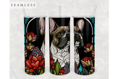 Stained Glass French Bulldog Tumbler Wrap, Frenchie Sublimation PNG