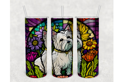 Stained Glass Westie Tumbler Wrap, Westie Tumbler Sublimation Design