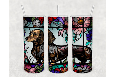 Stained Glass Dachshund Tumbler Wrap, Dachshund Tumbler Sublimation