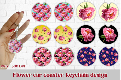 Car coaster sublimation design | Flower keychain design