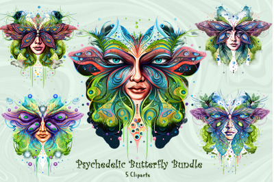 Psychedelic Butterfly Cliparts Bundle