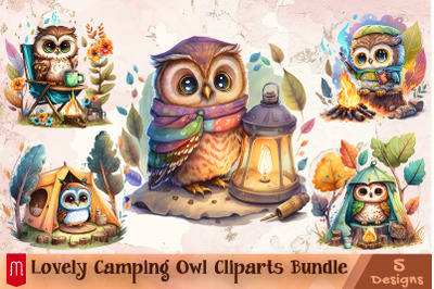 Lovely Camping Owl Cliparts Bundle