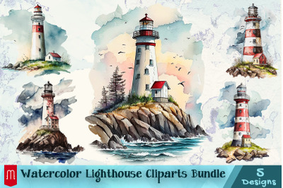 Watercolor Lighthouse Cliparts Bundle