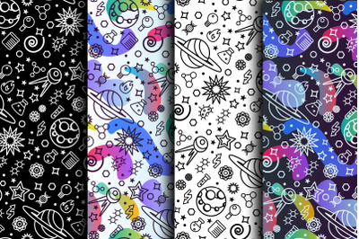 Space Science Seamless Patterns Set