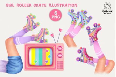 90s Nostalgia Girl Roller Skate Illustration