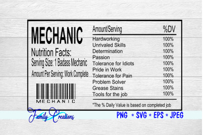 Mechanic Nutrition Label