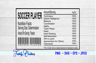 Soccer Player Nutrition Label