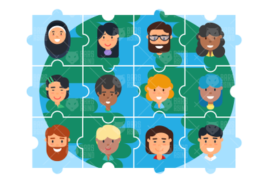 Diversity Community Puzzles Illustration