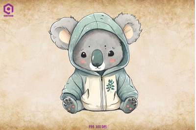 Koala Wearing Hoodie Watercolor