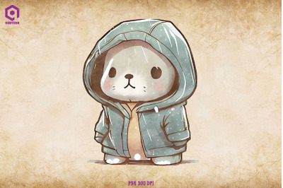 Seal Wearing Hoodie Watercolor