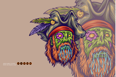 Zombie pirate monster horror logo cartoon