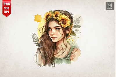 Beautiful Girl With Sunflowers 5