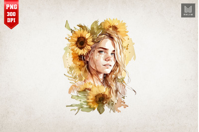 Beautiful Girl With Sunflowers 9