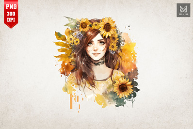 Beautiful Girl With Sunflowers 11