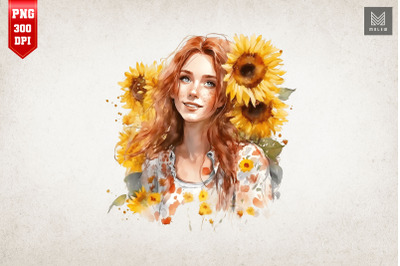 Beautiful Girl With Sunflowers 12