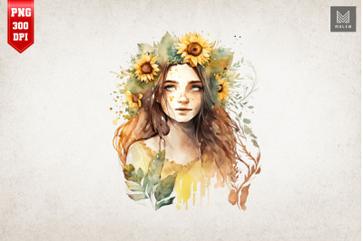 Beautiful Girl With Sunflowers 16