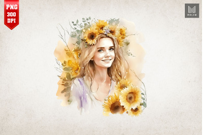 Beautiful Girl With Sunflowers 20