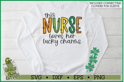 This Nurse Loves Her Lucky Charms on Sleeve SVG