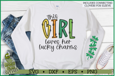 This Girl Loves Her Lucky Charms on Sleeve SVG