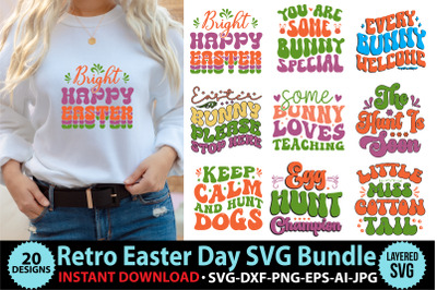 Retro Easter day SVG Bundle, 20 designs Bundle