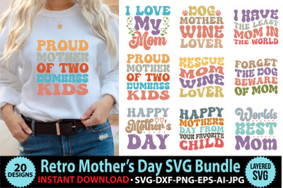 Retro Mother&#039;s day SVG Bundle, 20 designs file