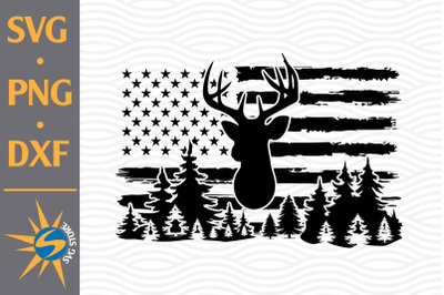 Deer Hunting US Flag SVG&2C; PNG&2C; DXF Digital Files Include